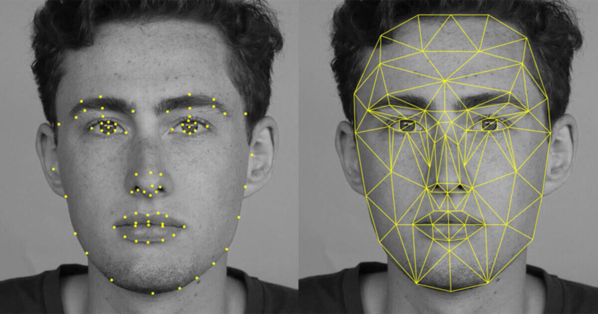 two pictures of the mans face, Facial recognition for computer vision